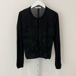 VALENTINO BLACK CASHMERE EMBELLISHED CARDIGAN L